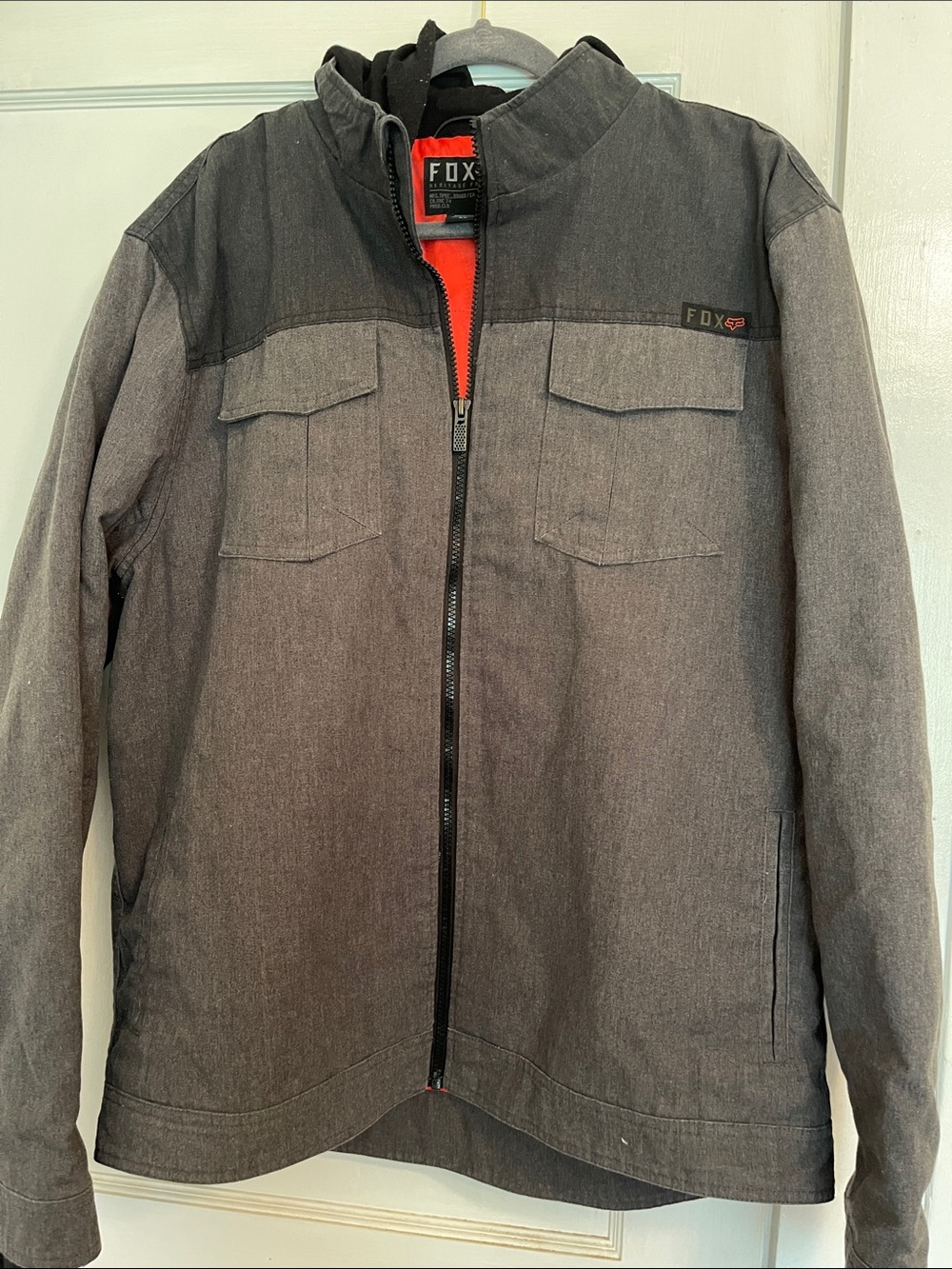 Fox Men's Two-Tone Gray Zip Jacket with Black Yoke